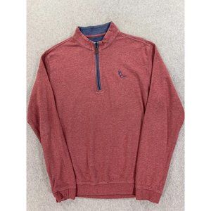 Johnnie-O Cotton Blend Quarter Zip‎ Pullover Sweater (Men's Medium) Red